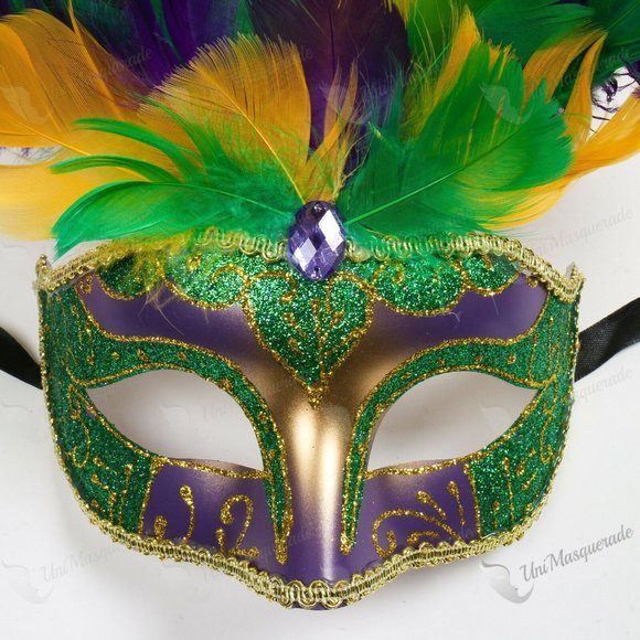 Venetian Masquerade Mardi Gras Feather Halloween G - Picture 4 of 4